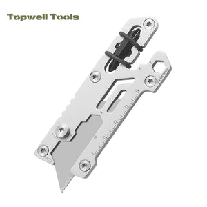 White Smoke Mini Safety Utility Knife – Slide Open Stainless Steel Cutter MARKSMAN