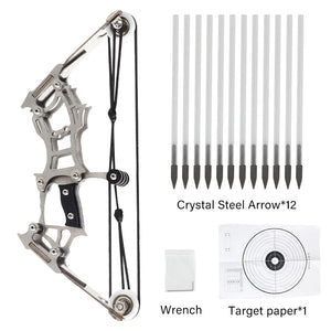 Light Gray SPG Mini Compound Bow Stainless Steel | 15cm Silver Archery Toy SPG