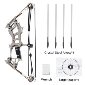 Light Gray SPG Mini Compound Bow Stainless Steel | 15cm Silver Archery Toy SPG
