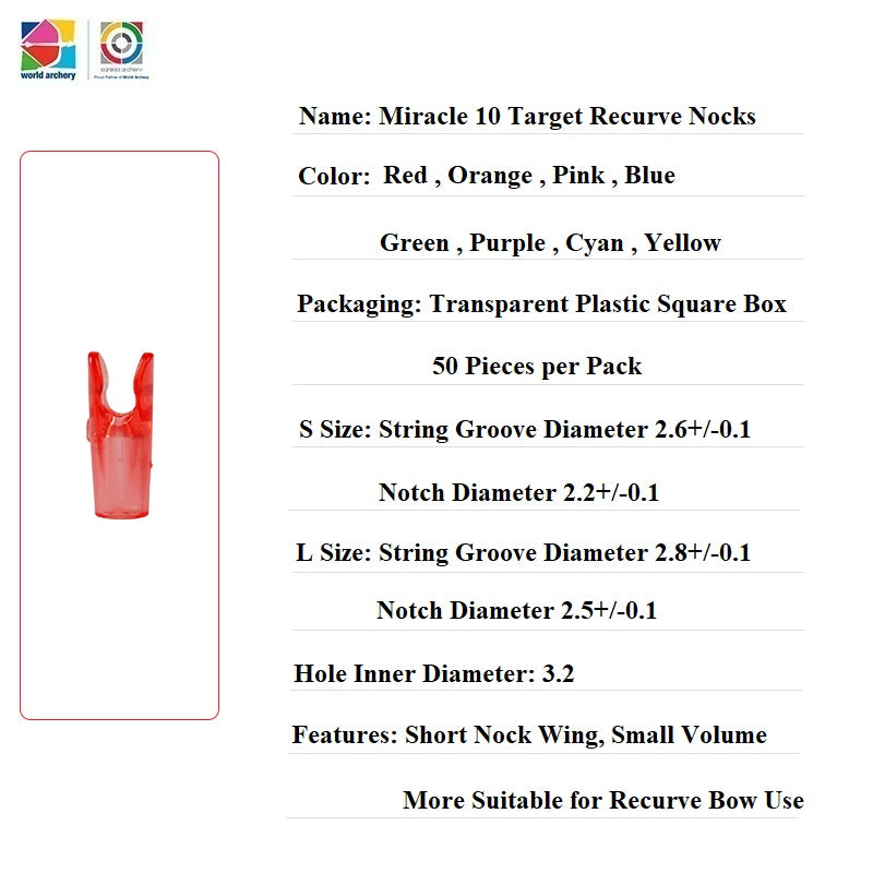 White Smoke Sanlida® Miracle 10 Target Recurve Nocks – Precision Fit Archery Nock Set (50pcs) SANLIDA
