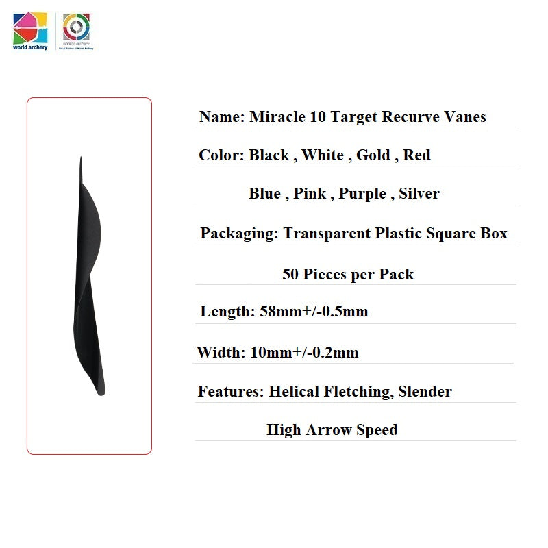 White Smoke Sanlida® Miracle 10 Target Recurve Vanes (50pcs- Pack) SANLIDA