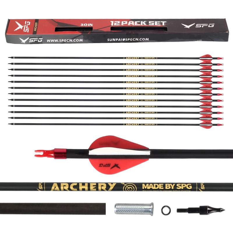 SPG Mixed Carbon Arrow 7.8mm Spine 500 Threaded Tip 80.5cm