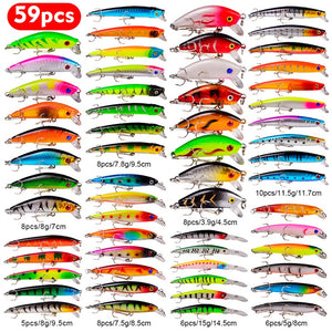 Light Gray Multicolor Treble Hooks Hard Crank Baits Set SNEDA