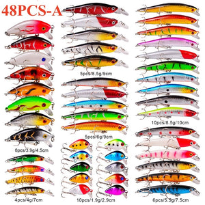 Light Gray Multicolor Treble Hooks Hard Crank Baits Set SNEDA