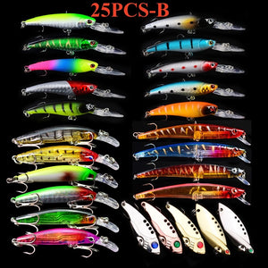Black Multicolor Treble Hooks Hard Crank Baits Set SNEDA