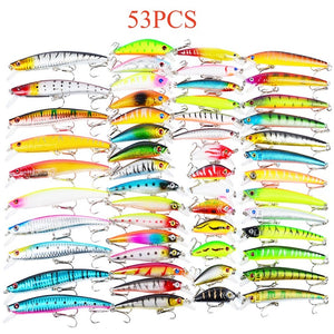 Beige Multicolor Treble Hooks Hard Crank Baits Set SNEDA