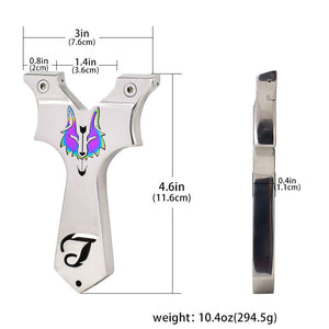 Light Gray Night Wolf Stainless Steel Slingshot for Outdoor Shooting and Sports INDIAN SLINGSHOT