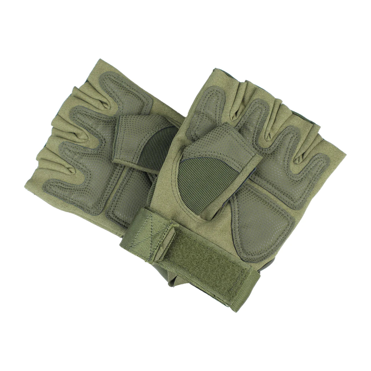 Dim Gray Olive  Green  Tactical  Fingerless  Padded  Gloves MARKSMAN