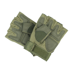 Dim Gray Olive Green Tactical Fingerless Padded Gloves MARKSMAN