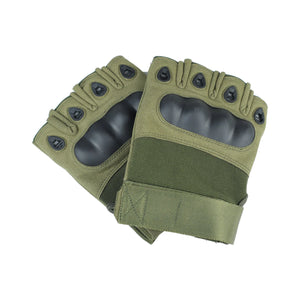 Dim Gray Olive Green Tactical Fingerless Padded Gloves MARKSMAN