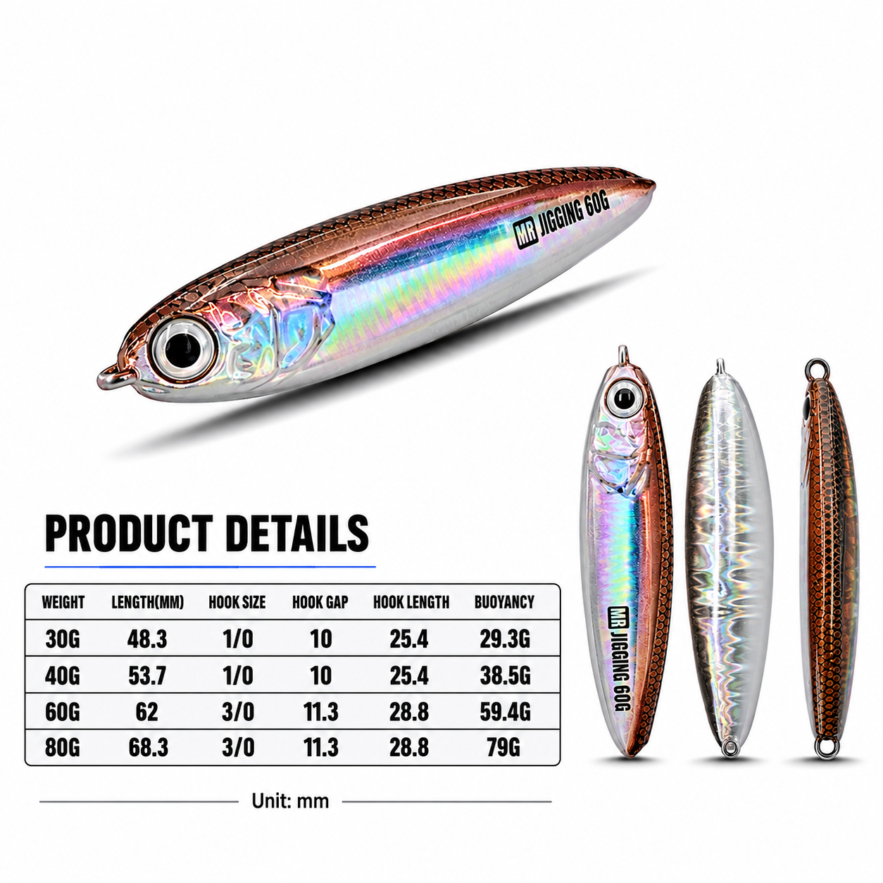White Smoke Patrolling Ultra-Short Iron Plate Fishing Lure, Artificial Hard Metal Jig Bait for Freshwater & Saltwater Fishing MARKSMAN