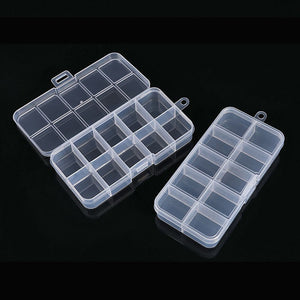 Black 10-Grid Clear Plastic Organizer Box | Compact Storage Container with Clasp Lock INDIAN SLINGSHOT