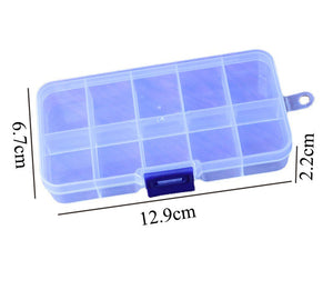 Light Sky Blue 10-Grid Clear Plastic Organizer Box | Compact Storage Container with Clasp Lock INDIAN SLINGSHOT