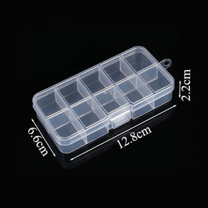Black 10-Grid Clear Plastic Organizer Box | Compact Storage Container with Clasp Lock INDIAN SLINGSHOT