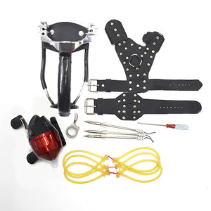 Beige Stainless Steel Fishing Slingshot with Plastic and Metal Reel Combo for Outdoor Fishing Slingshot Catapult INDIAN SLINGSHOT