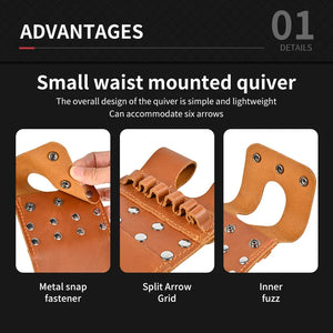 Black SPG Pocket Leather Arrow Quiver – Compact Waist Hanged Arrow Holder SPG