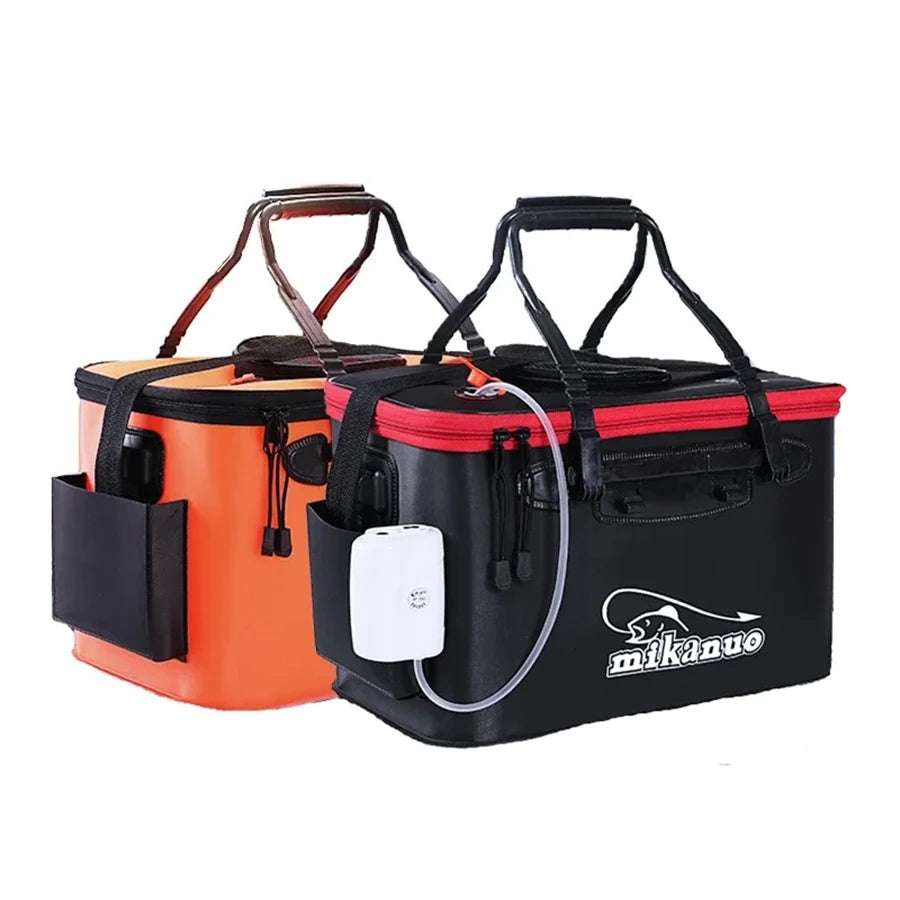 White Smoke Portable EVA Fishing Bucket Live Fish Storage Bag with Carry Handle MARKSMAN