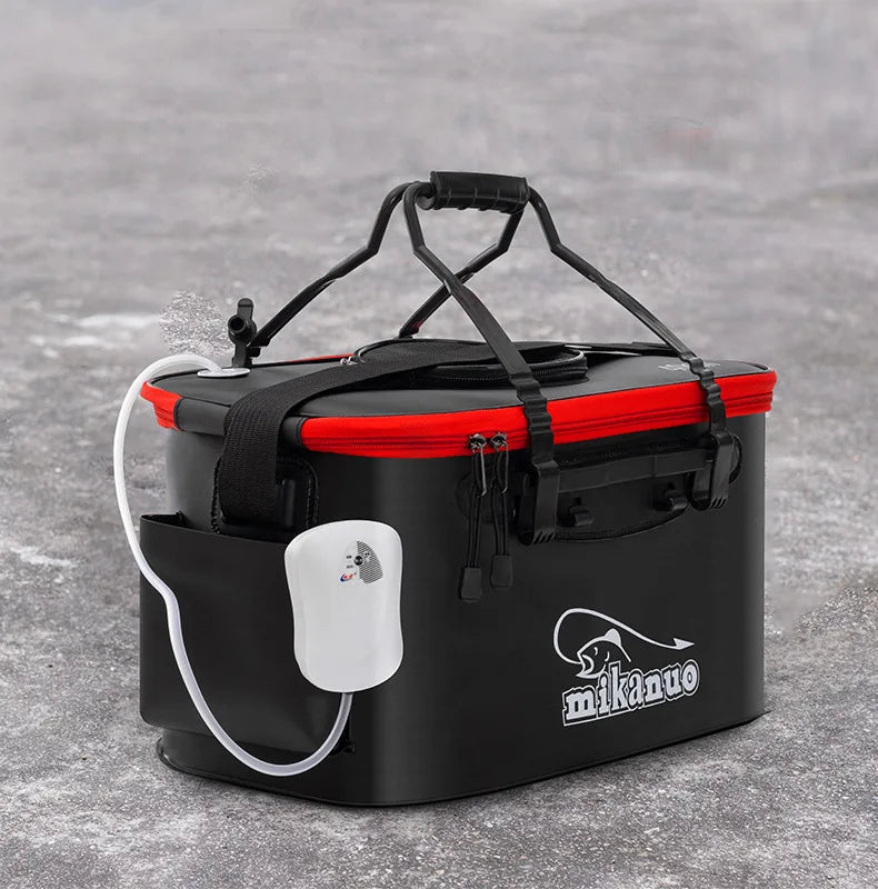 Dark Gray Portable EVA Fishing Bucket Live Fish Storage Bag with Carry Handle MARKSMAN