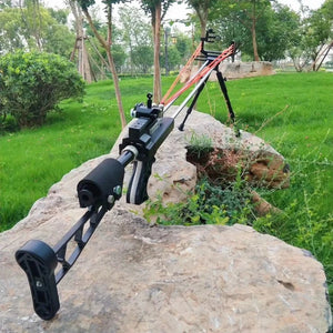 Dark Gray Powerful Flymar Slingshot Rifle With Mechanical Aiming Convenient and Accurate Flymar Slingshot Rifle MARKSMAN