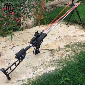 Gray Powerful Flymar Slingshot Rifle With Mechanical Aiming Convenient and Accurate Flymar Slingshot Rifle MARKSMAN