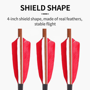 Snow SPG Pure Carbon Arrows 80cm | 400/500 Spine Red-White Feather Shafts SPG