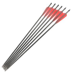 White Smoke Pure Carbon Arrows with 4 Inch Red Water Drop Vanes for Outdoor Archery MARKSMAN