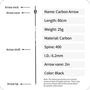 White Smoke SPG Pure Carbon Arrows 80cm | 250–500 Spine 6.2mm ID Precision Shafts SPG