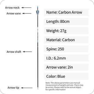 White Smoke SPG Pure Carbon Arrows 80cm | 250–500 Spine 6.2mm ID Precision Shafts SPG