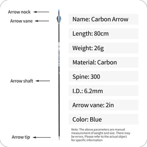 White Smoke SPG Pure Carbon Arrows 80cm | 250–500 Spine 6.2mm ID Precision Shafts SPG