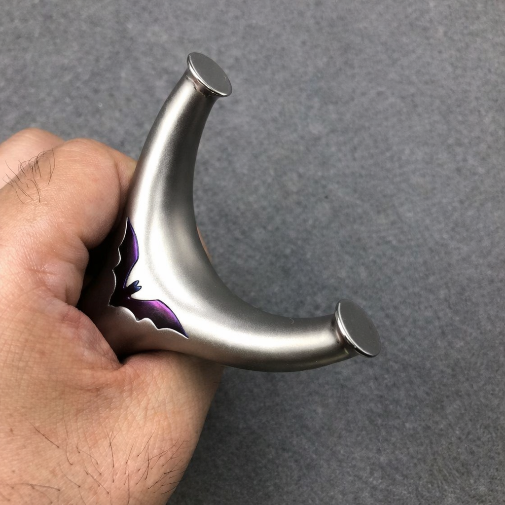 Light Slate Gray Purple Bat Emblem Titanium Alloy Competitive-Grade Slingshot – Ergonomic Handle Outdoor Recreation Tool INDIAN SLINGSHOT