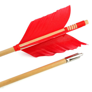 White Smoke 8.5mm Wooden Archery Arrow with Turkey Feather Fletching | 32" Indonesian Cypress Shaft for Recurve & Compound Bow INDIAN SLINGSHOT