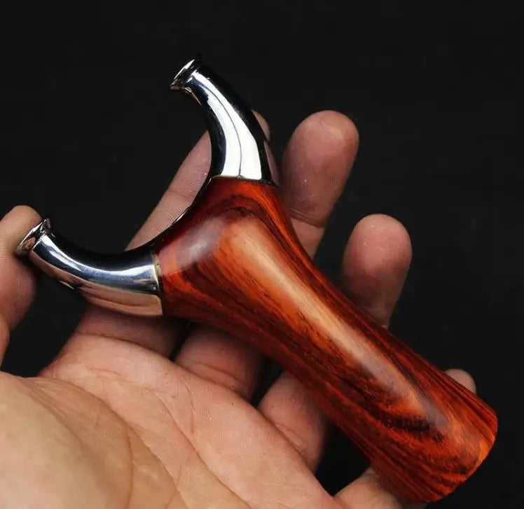 Black RHINOCEROS HORN & RED SANDALWOOD Stainless Steel Slingshot MARKSMAN