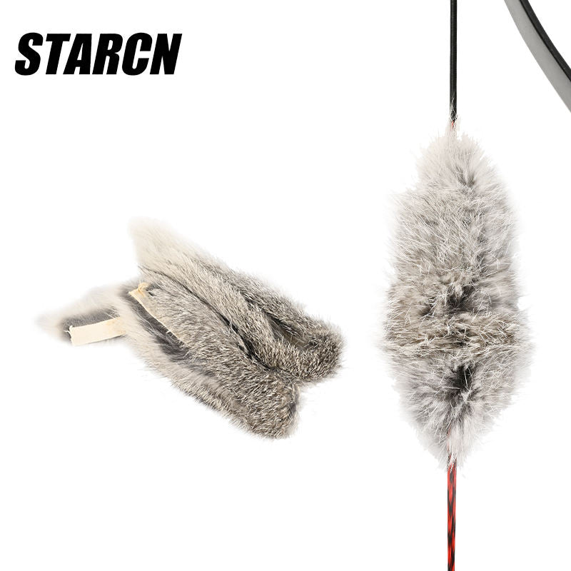 White Smoke Natural Rabbit Fur Bowstring Damper – 1 Pair STARCN