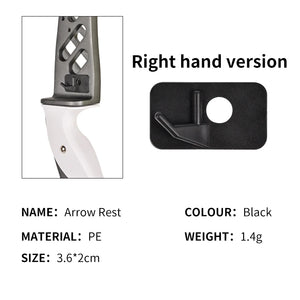 Light Gray SPG Recurve Bow Arrow Rest Stick-On Black Plastic Right & Left Hand SPG