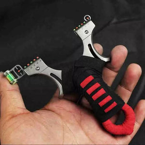 Dark Slate Gray RedCore Stainless Steel Slingshot – Compact Precision Handle Design with Laser Sight & Level Indicator INDIAN SLINGSHOT