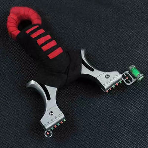 Dark Slate Gray RedCore Stainless Steel Slingshot – Compact Precision Handle Design with Laser Sight & Level Indicator INDIAN SLINGSHOT