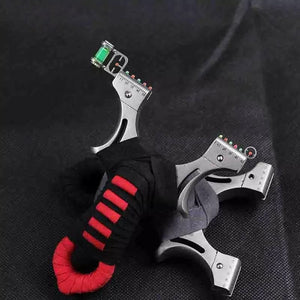 Dark Slate Gray RedCore Stainless Steel Slingshot – Compact Precision Handle Design with Laser Sight & Level Indicator INDIAN SLINGSHOT