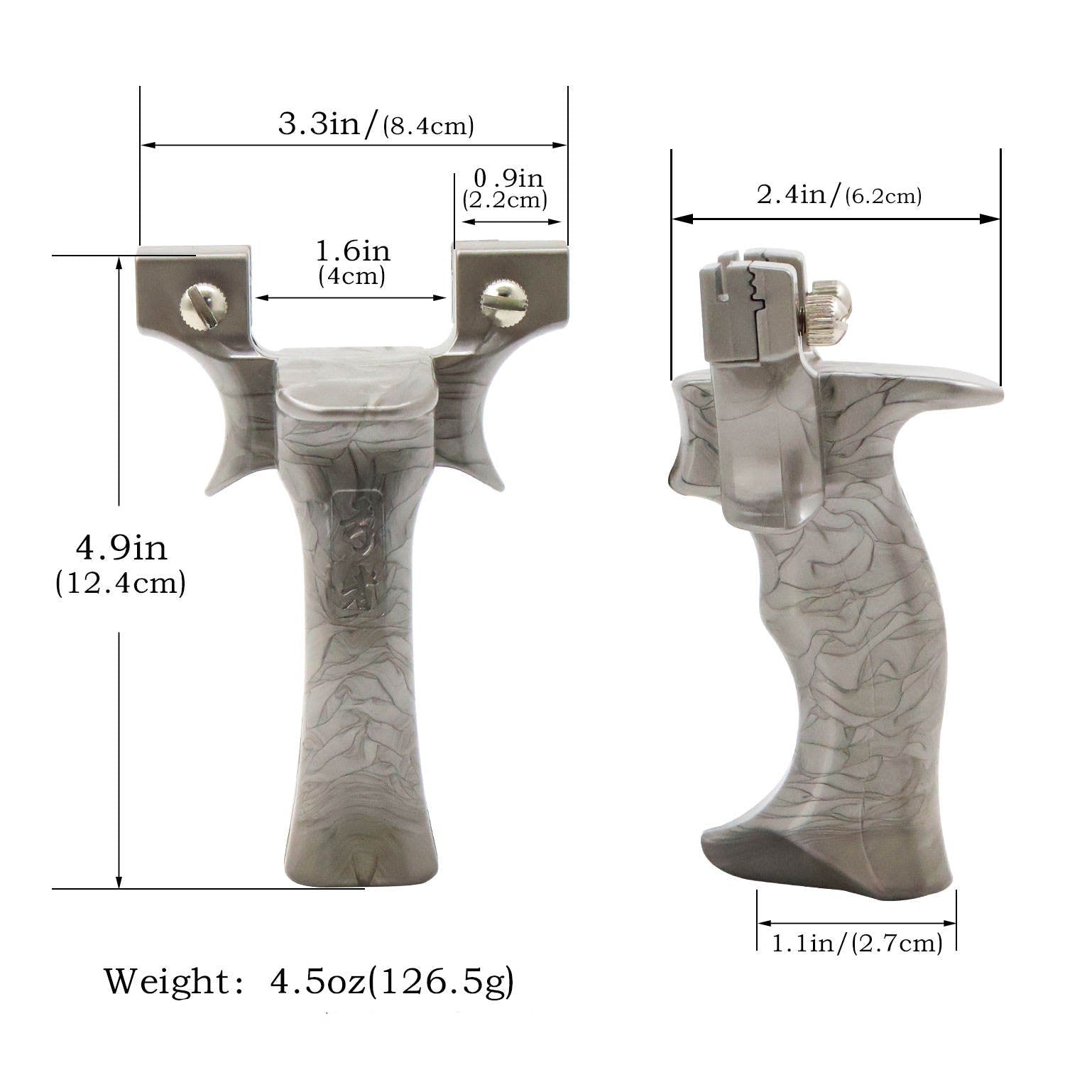 Light Slate Gray Resin MarbleEdge Slingshot INDIAN SLINGSHOT