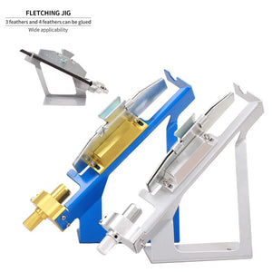 Light Gray SPG Alloy Fletching Jig – Adjustable Arrow Feather Clamp Tool for DIY Archery (Blue/Silver) SPG