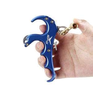 Gray SPG Archery 4-Finger Compound Bow Release | Aluminum Thumb Trigger Aid for Compound Bows SPG