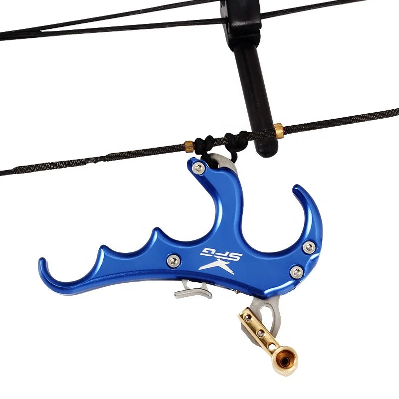 Light Gray SPG Archery 4-Finger Compound Bow Release | Aluminum Thumb Trigger Aid for Compound Bows SPG