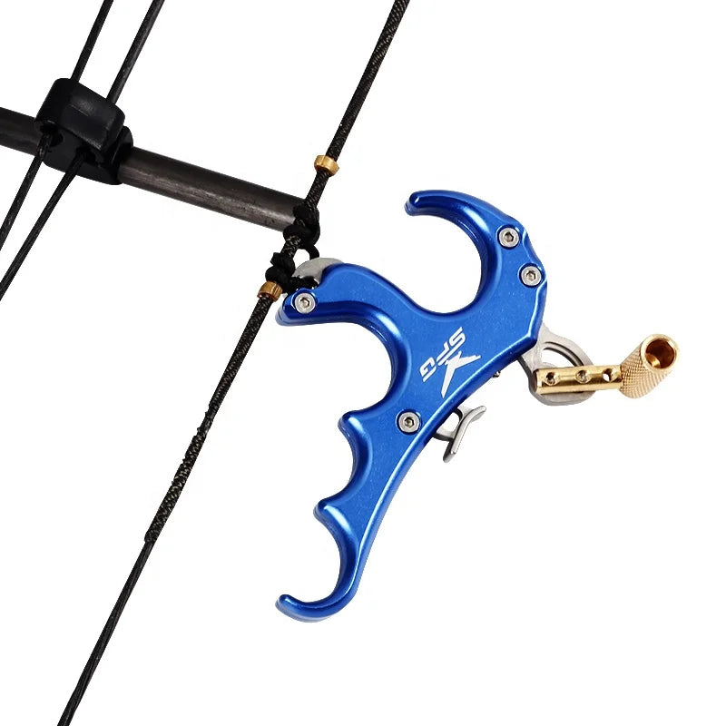Light Gray SPG Archery 4-Finger Compound Bow Release | Aluminum Thumb Trigger Aid for Compound Bows SPG