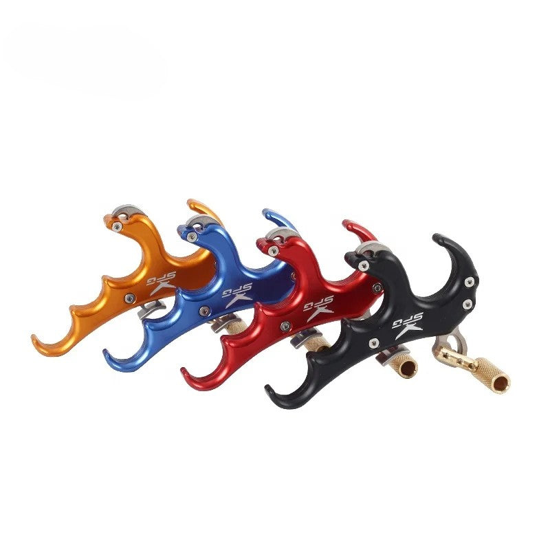 Dark Slate Gray SPG Archery 4-Finger Compound Bow Release | Aluminum Thumb Trigger Aid for Compound Bows SPG