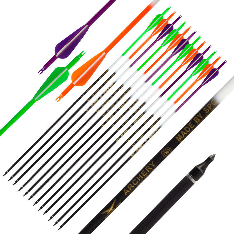 SPG Archery Mixed Carbon Arrow – 500 Spine, 80cm, Waterdrop Vanes, Threaded Steel Point