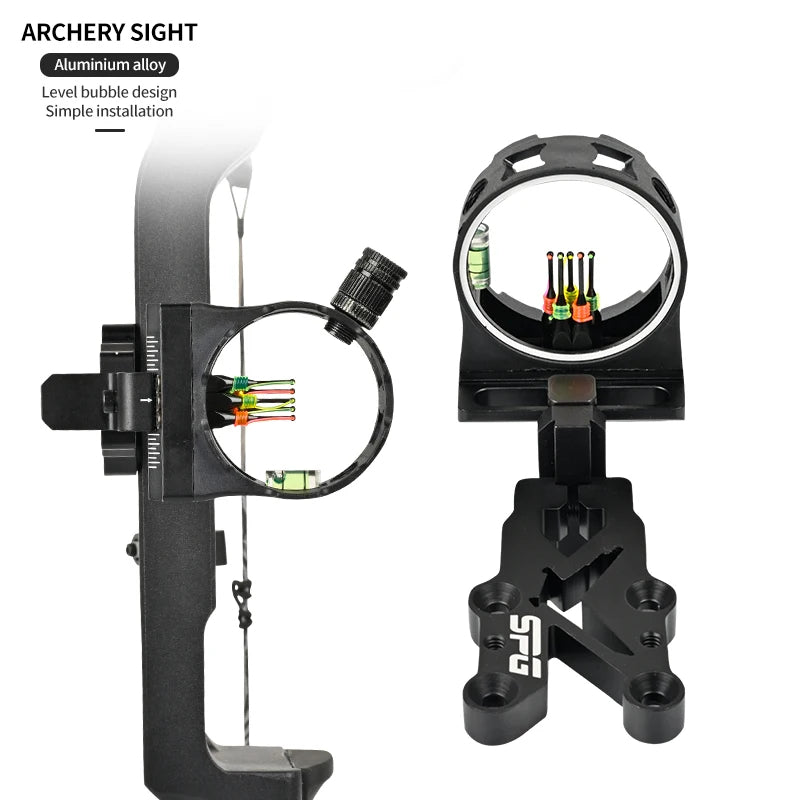 Dark Slate Gray SPG Archery Sight – 5-Pin Adjustable Aluminium Alloy Bow Sight with Fiber Optic Pins (Black) SPG