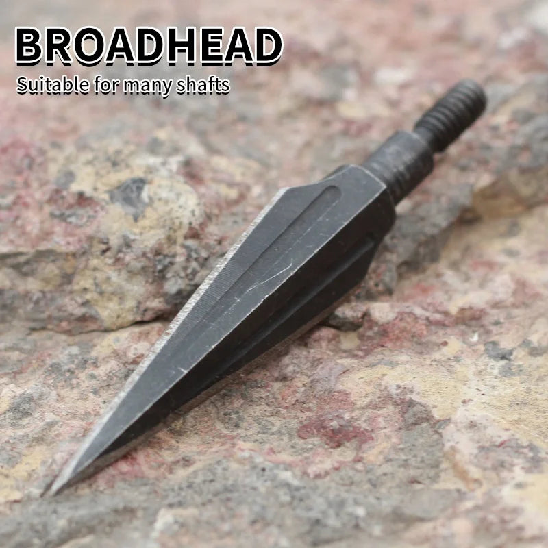 Dark Gray SPG Black Carbon Steel Broadhead – 120 Grain Screw-in Arrow Tip for Recurve & Traditional Bows SPG