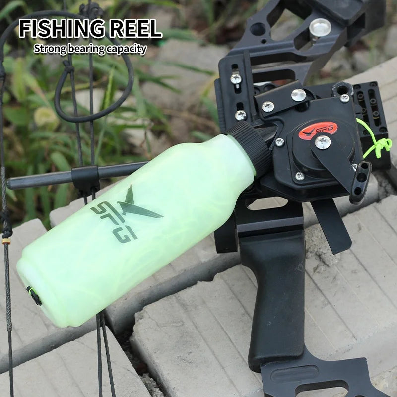 Dark Slate Gray SPG Bowfishing Reel – Compound Bow Fishing Reel with 40m Rope | Durable PE Material & Smooth Operation SPG