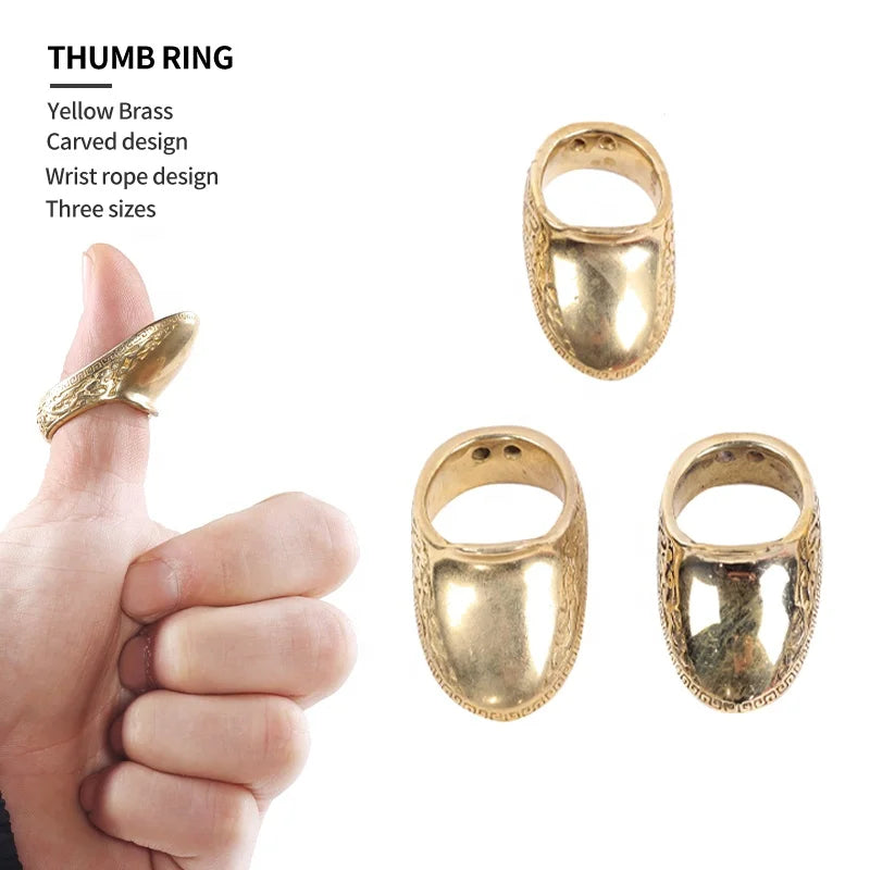 Rosy Brown SPG Brass Thumb Ring Finger Protector – Traditional Archery Guard with Carved Design (18mm/20mm/22mm Sizes) SPG