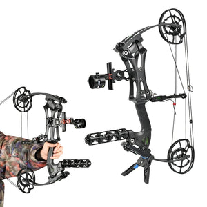 Dark Slate Gray SPG DL Dual-Purpose Compound Bow | Carbon Fiber Riser with Laminated Fiberglass Limbs (30–70 LBS, 20" ATA, Black) SPG