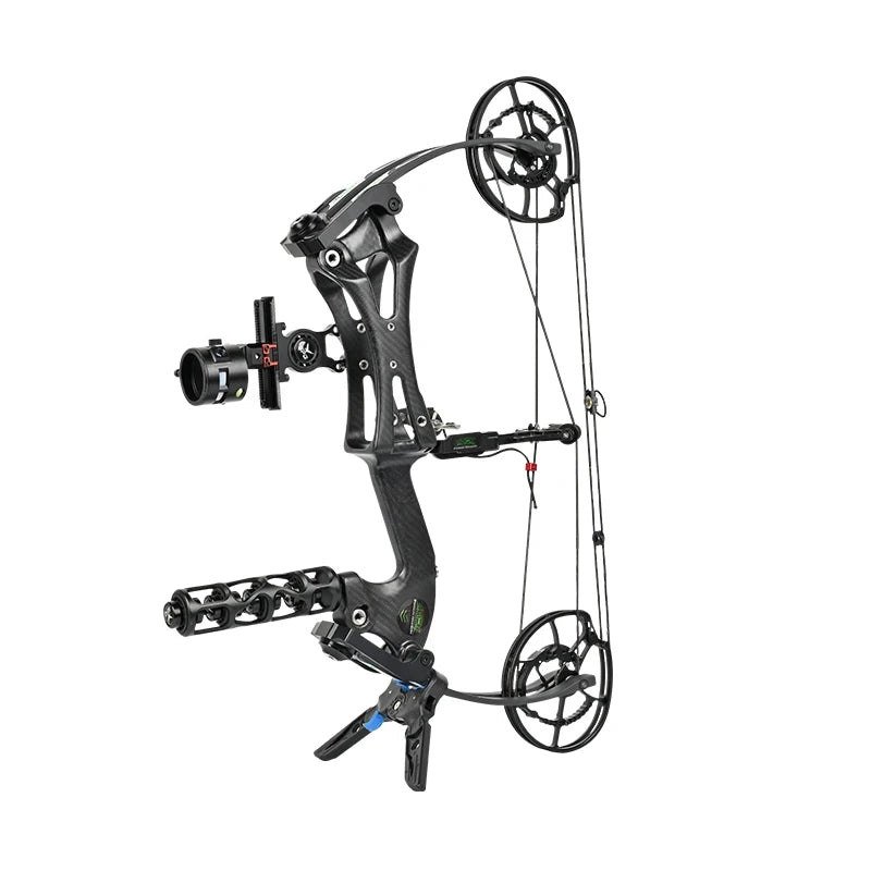 Dark Slate Gray SPG DL Dual-Purpose Compound Bow | Carbon Fiber Riser with Laminated Fiberglass Limbs (30–70 LBS, 20" ATA, Black) SPG